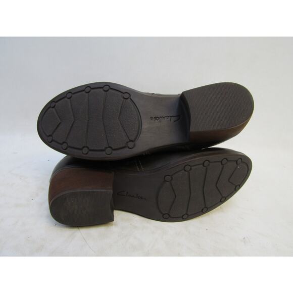 Clarks Womens Sz 7 M Brown Leather Zip Ankle Fashion Boots Bootie - Picture 9 of 11